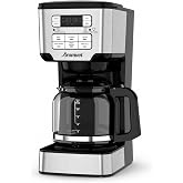 Aromvel 12-Cup Drip Coffee Maker Programmable, Adjustable Brew Strength | 4-Hour Keep Warm, 1-4 Cup/Classic/Rich Coffee Brewer for Home Office, Coffee Machine with Glass Carafe