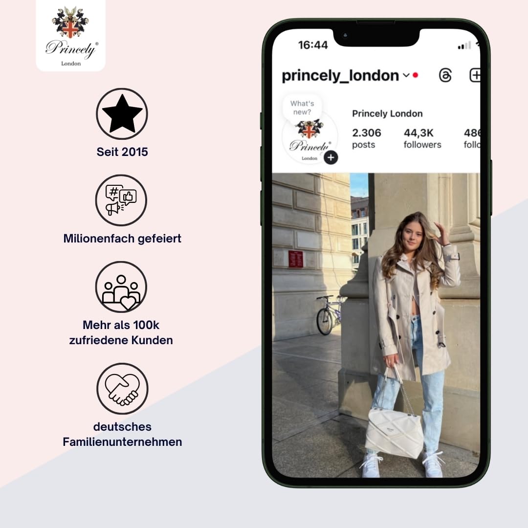 Princely London Schultertasche Nelly - Stylische Handtasche Damen - Elegante Tasche mit Reißverschluss & Innenfach - Offwhite