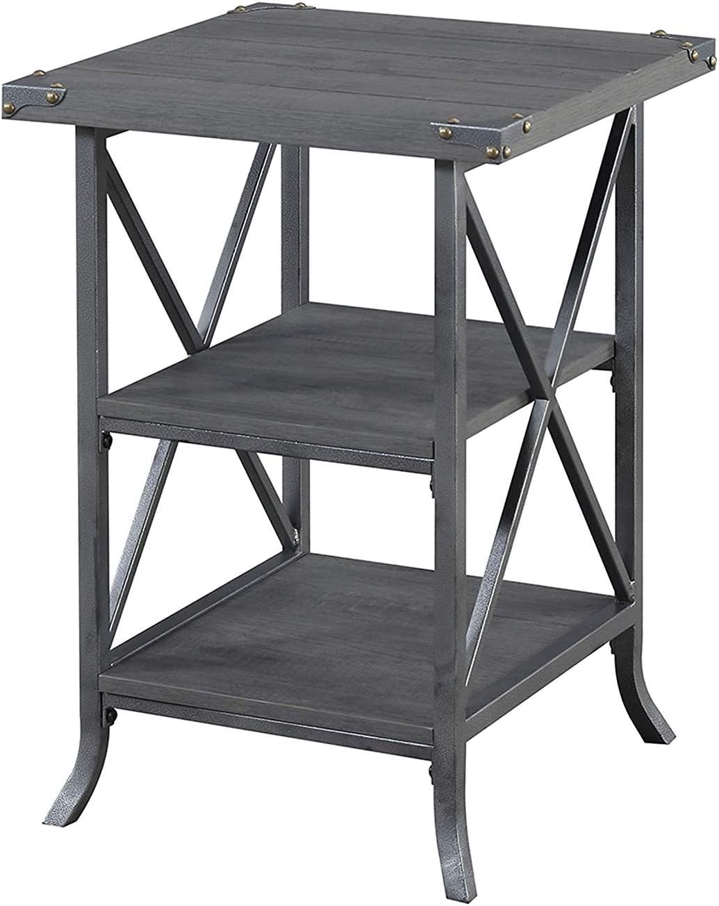 Convenience Concepts Brookline End Table, Charcoal Gray / Slate Gray Frame