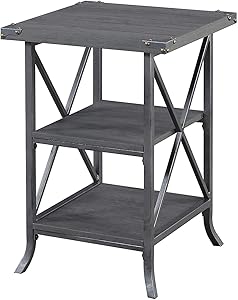 Convenience Concepts Brookline End Table, Charcoal Gray / Slate Gray Frame