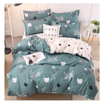 Rayhoo Set Twin Full Queen Cute Cat 3 Piece Bedding Sets 1duvet Cover 2pillowcases Ultra Soft Microfiber Teen Bedding For Girls Bedroom Cute