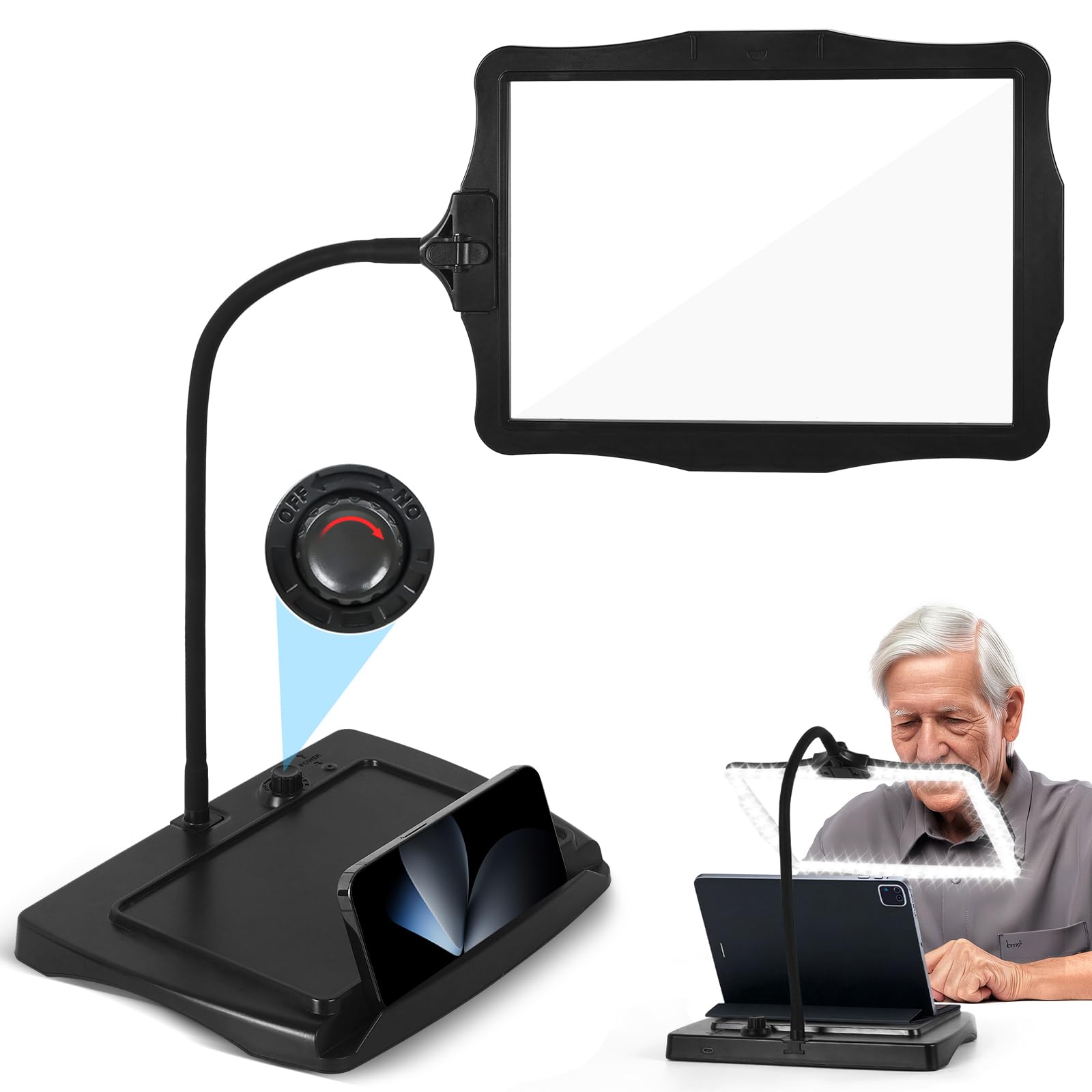 Photo 1 of Magnifying Glass with Light and Stand 50 Ultra-Bright LEDs Large Magnifying Lamp with Light Magnifying Glass on Stand Hand-Free with 360° Flexible Gooseneck for Close Work Reading Repair Crafts