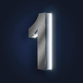 Metzler Hausnummer Edelstahl - indirekte LED-Beleuchtung - rostfrei & wetterfest - Spritzwassergeschützt - klassisches Design (1)