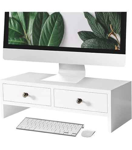 Monitorständer Mit Schublade – Höhenverstellbarer Schreibtisch-Organizer In Weiß