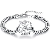 Adnix Compass Bracelet/Urn for Women 925 Sterling Silver Compass Bracelet for Graduation Cetic/Birthstone Jewelry Bracelet for Women