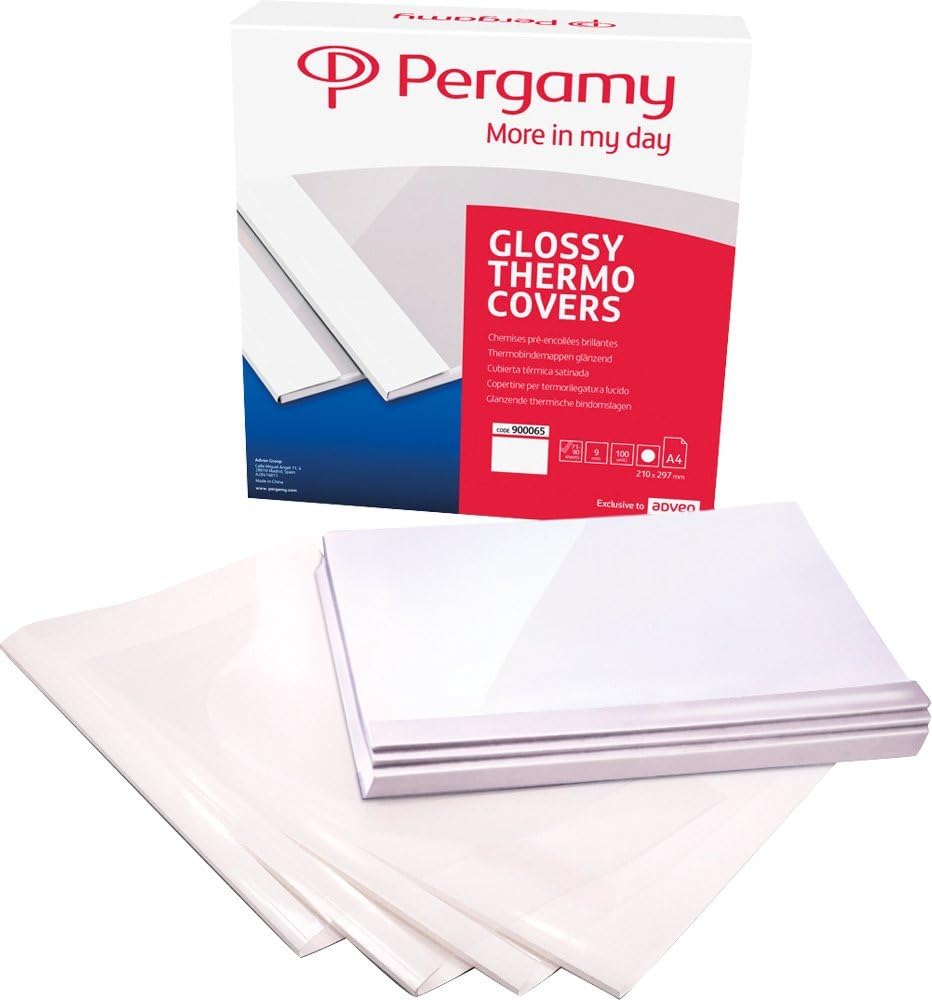 Pergamy 900066 White Gloss Thermal Binding Covers 12,15,18 mm