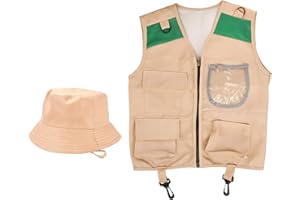 Kids Explorer Costume - 165g Outdoor Adventure Kit | Washable Fishing Vest | Kids Safari Costume | Play Fishing Polyester