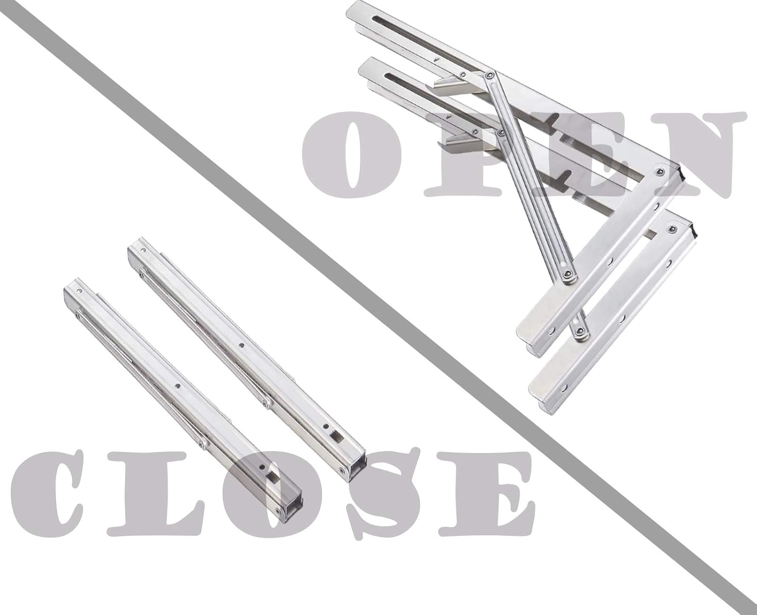 YWD Folding Shelf Brackets,Heavy Duty Stainless Steel Collapsible Shelf Bracket Wall Mounted Triangle Brackets for Table Work Bench,Item Storage Rack, Space Saving Max Load 300 lb (16 Inch x 2Pcs): Home Improvement