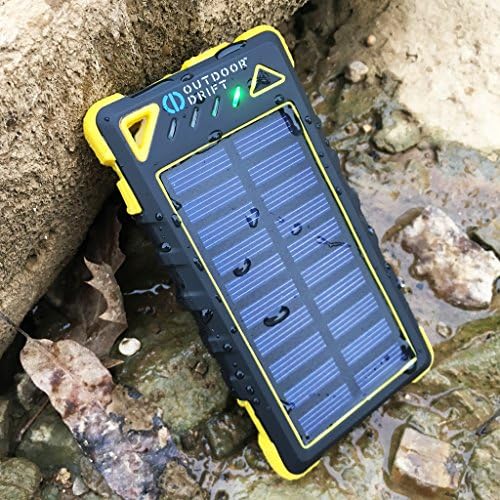 SolarBank - Solar Power Bank Charger, 8000mAh Portable, Waterproof, Shockproof, Dustproof Dual USB Battery Bank for cell phone, smartphone iPhone, Samsung, Android, GoPro, GPS (Yellow)