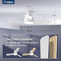 Amico Ceiling Fans with Lights, 42 inch Low Profile