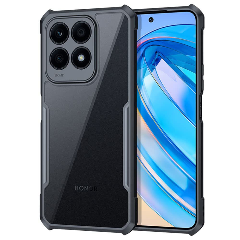 TECHGEAR Tough Case for Honor X8a [Fusion Armour] Premium Hybrid Tough Rugged Protective Bumper Case Heavy Duty Protection with Clear Back Designed For Honor X8a 2023 - Black