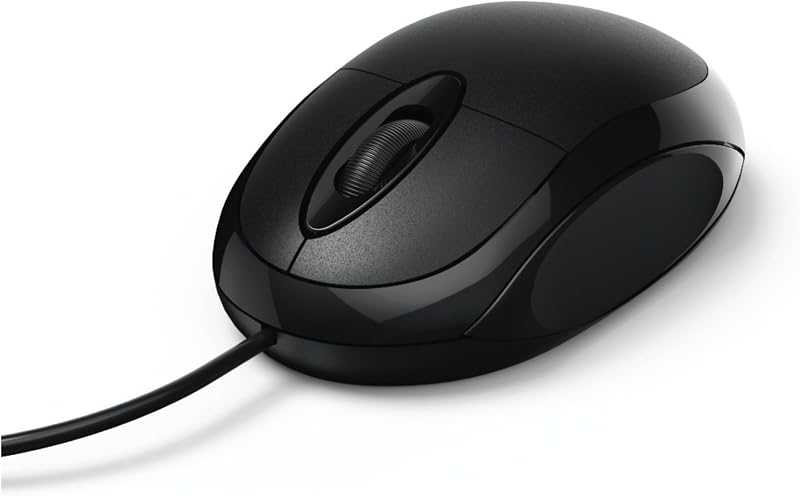 Mouse óptico hama com conexão usb, para canhotos e destros, cabo de 1,30 m, mouse mc-100 com cabo preto, cor preta