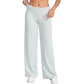 HeSaYep Women's Wide Leg Sweatpants Workout Lounge Pants Fold Over Low Rise Yoga Pants