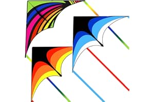 Mint's Colorful Life 3 Pack Delta Kite Set for Kids & Adults, Easy to Fly Large Kites for Beginners, Perfect Family Kites for Park and Beach Trip with 300ft String Included