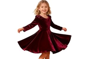 Noubeau Toddler Girl Christmas Dress for Girls Long Sleeve Dress Velvet Tutu Winter Holiday Princess Party Dresses
