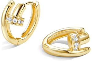 Me&Hz Gold Huggie Earrings Small Huggie Hoop Earrings for Women 14K Gold Plated Hypoallergenic Cubic Zirconia Huggies Mini Gold Silver Hoop Earrings for Women