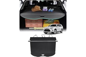 Powerty Cargo Cover for 2020-2025 2026 Toyota Highlander, Carbon Fiber Texture Trunk Cover Retractable Rear Trunk Cargo Luggage Cover Security Shield Shade for Toyota Highlander Accessories