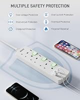 BEVA Extension Lead with USB Ports 3 Way 2x USB-A 1x USB-C 1.5M Cable view 5