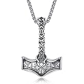 Mjolnir Necklace for Men 925 Sterling Silver Thor's Hammer Pendant for Men Gift for Father Son Boyfriend Husband Brother Nordic Jewelry