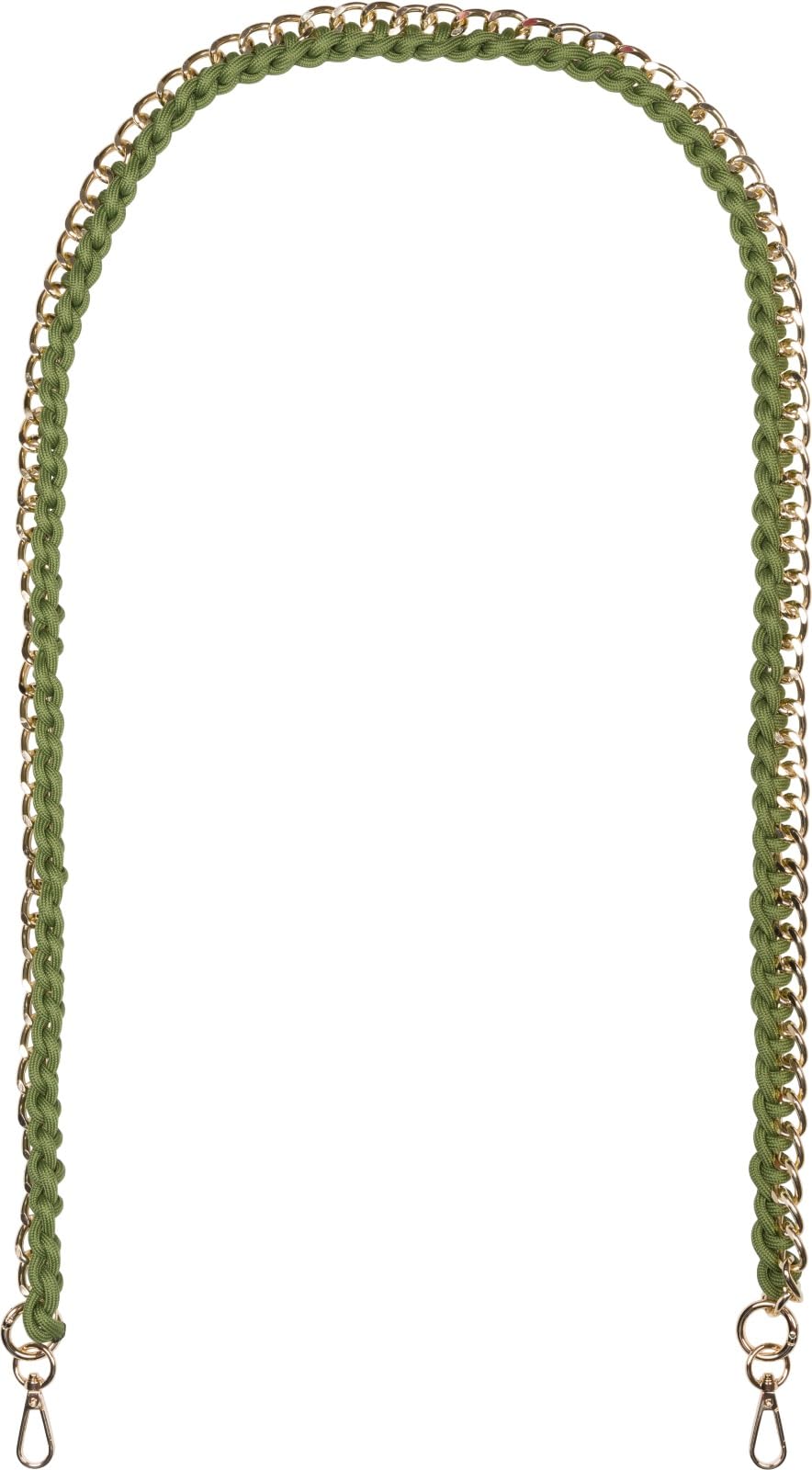 styleBREAKER bag shoulder strap with woven chain, interchangeable bag strap, phone strap, phone chain, carabiner 02013038, Colour:Olive