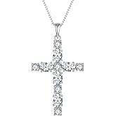 STARCHENIE Cross Necklace for Women 925 Sterling Silver Crucifix Pendant Necklaces Birthstone Jewelry Religious Gift for Her