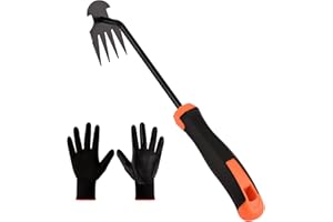BOKINGONE Weed Removal Tool, Portable Garden Weeder Tool，2024 New Manganese Steel Weed Puller Tool with Rubber Handle for Vegetable Gardening Garden Yard Farm Farm Planting & Uprooting Weeding Tool (Black)