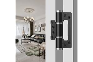 EEGOOWA Self Closing Door Hinge,5 "Non-Mortise Door Hinges,with Silent Hydraulic Buffering,Spring Hinge,175° one-Way Internal Opening,Adjustable Closing Speed and Force(2, Black)