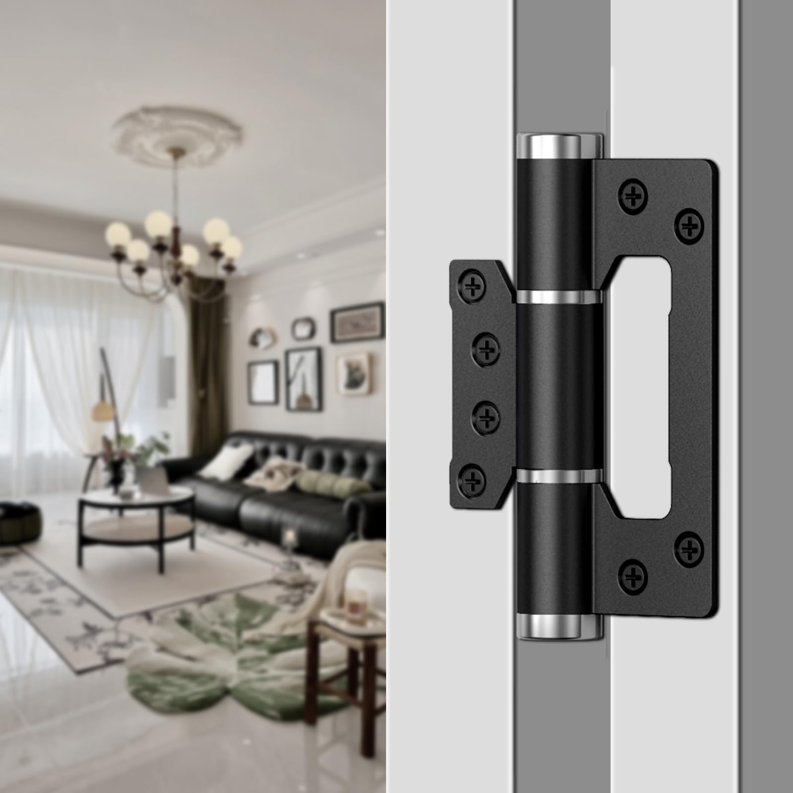 Photo 1 of Self Closing Door Hinge,5 "Non-Mortise Door Hinges,with Silent Hydraulic Buffering,Spring Hinge,175° one-Way Internal Opening,Adjustable Closing Speed and Force(2, Black)
