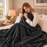ONDAN Electric Heated Blanket 50"x60" Throw Size, Iron Grey | Flannel, 5 Heat Settings &amp; 3 Hours Auto Off, Cozy Warm for Sofa Watching TV Relaxing, Machine Washable