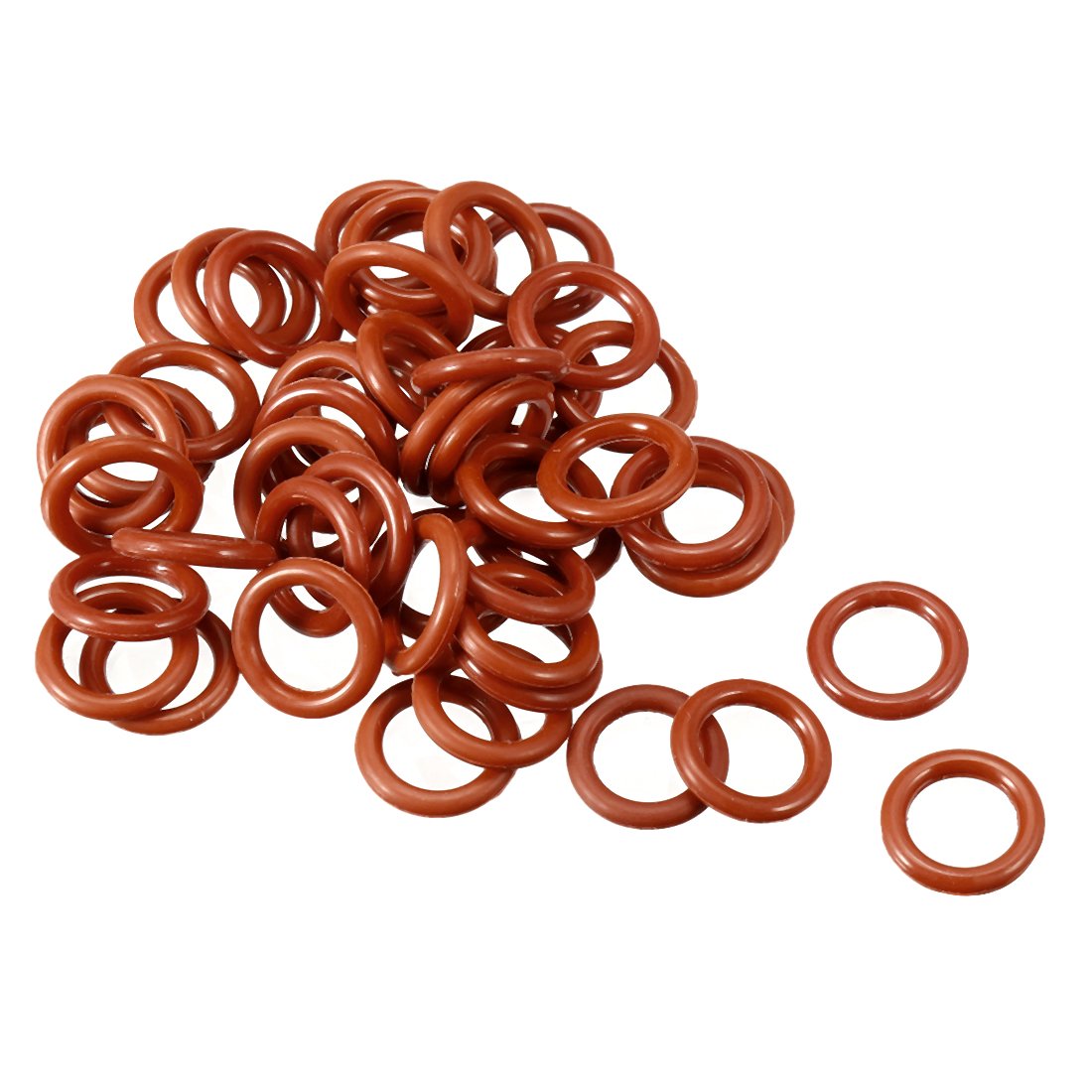 sourcingmap Silicone O-Ring, 12mm OD, 8mm ID, 2mm Width, VMQ Seal Rings Gasket, Red, Pack of 50