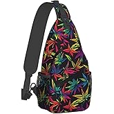 Mqtzyiwx Colored Leaves Sling Backpack Hiking Backpack Crossbody Bag Sports Lightweight And Durable Chest Bag Shoulder Bag For Women Men