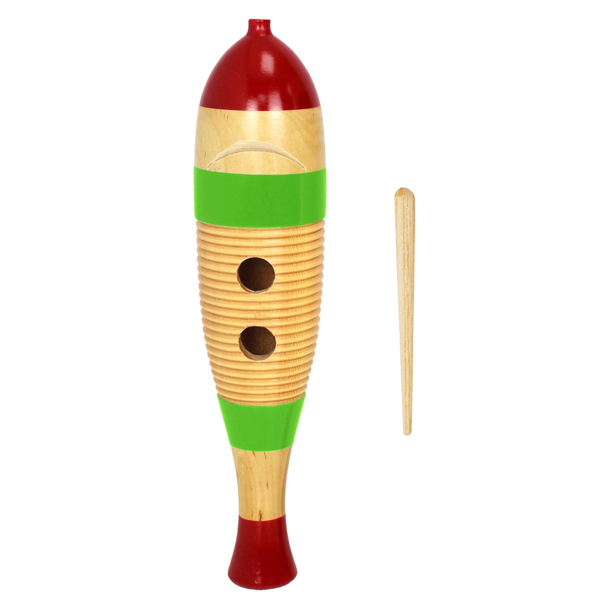A-Star AP4121 Wooden Small Fish Shape Guiro Scraper with Beater, School Percussion Instrument, Brown