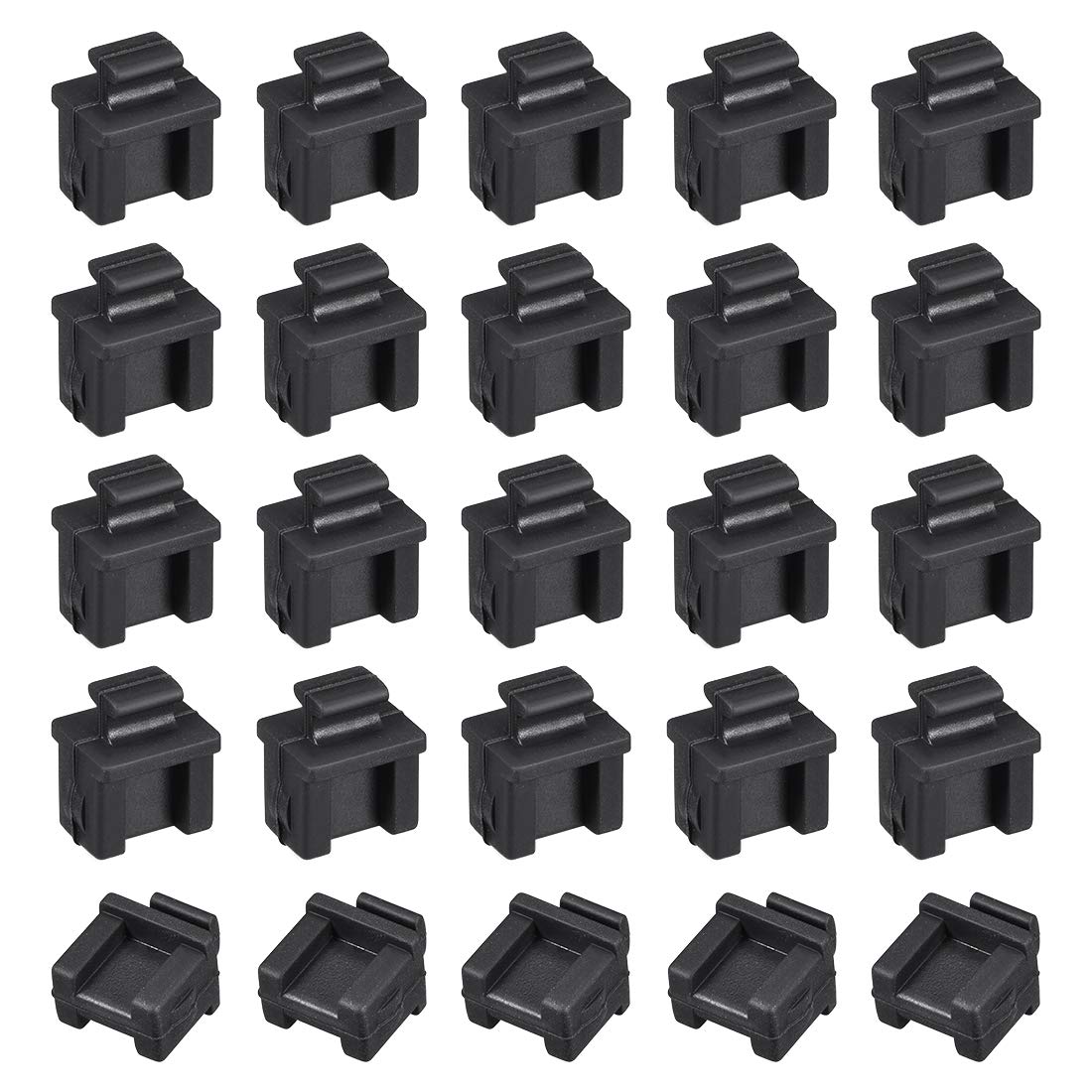 sourcing map 20pcs SFP Silicone Protectors Cap Port Cover Anti Dust 14mmx12mmx17mm Black