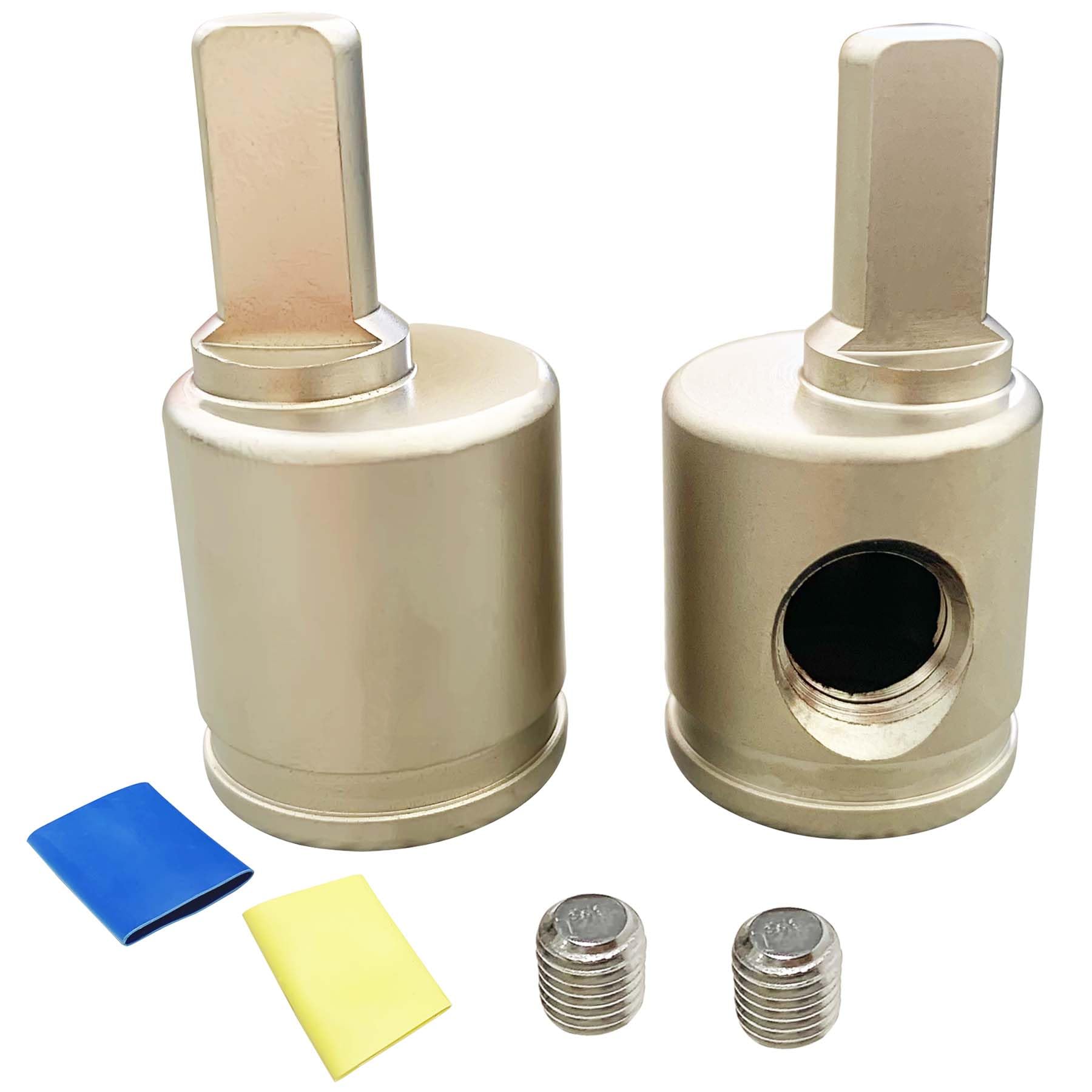 2Pcs Brass Nickel Chrome Amp Input Reducer 1/0 to 4 Gauge Wire Reducer