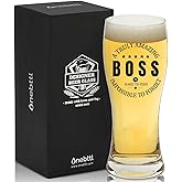 Onebttl Boss Day Gifts for Men, Beer Glass, 15 oz Pint Glass, Beer Mug, Perfect Boss Idea for Men/Male Birthday, Christmas, Appreciation, Office - Amazing