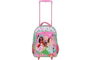 BIOWORLD Disney 16" Princesses Girls Rolling Backpack with Adjustable Handle