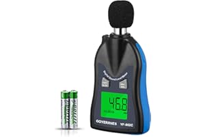 GOYERRNES Handheld Decibel Meter, Digital Sound Level Meter 30-130dBA SPL Decibel Monitoring Tester Sound Meter Noise Decibel Reader with Max/Min Hold Data Sensor LCD Backlight Display for Home Factory