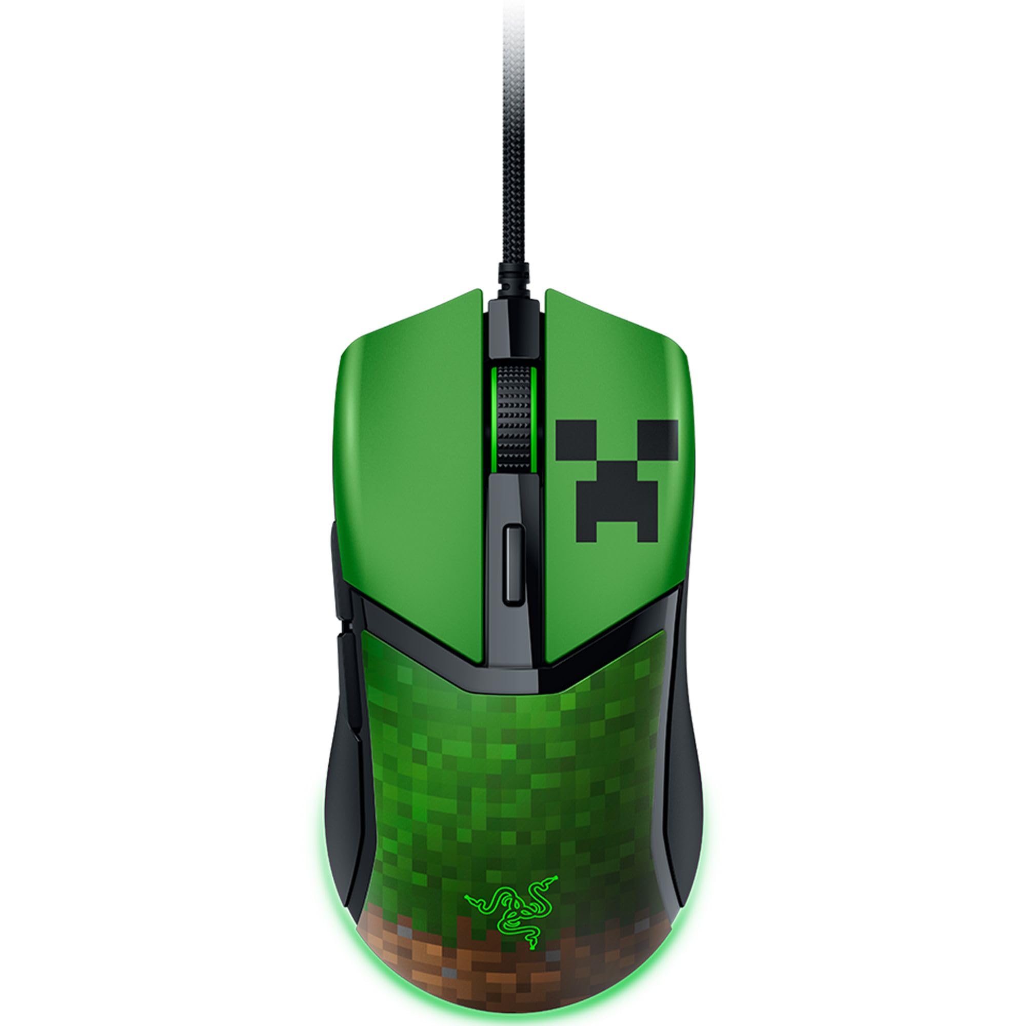 Razer Cobra Minecraft Edition - Leichte kabelgebundene Gaming-Maus - 8500 DPI Sensor (58g, optische Mausschalter 3th Gen, Chroma-Beleuchtung mit Gradient Underglow, Speedflex-Kabel) Minecraft
