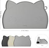 Coomazy Cat Food Mat Silicone Non Slip 17.7x10in Grey view 2