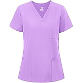 COZYFIT Scrub V-Neck Tops for Women, Soft Stretch Women's Tops Easy Care with 3 Pockets