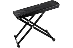 ALBA GUITAR BEADS Alba GB 6-Stage Adjustable Foot Rest for Classical Guitar, Black with Steel Frame Foot Stool, with Floor Grip Texture for Classical Guitarists and for Flamenco Guitar Players