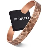 Feraco Pure Copper Bracelets for Men &amp; Women, Handmade Tibetan Cuff Bangle | 99.99% Real Copper Adjustable Jewelry Gift
