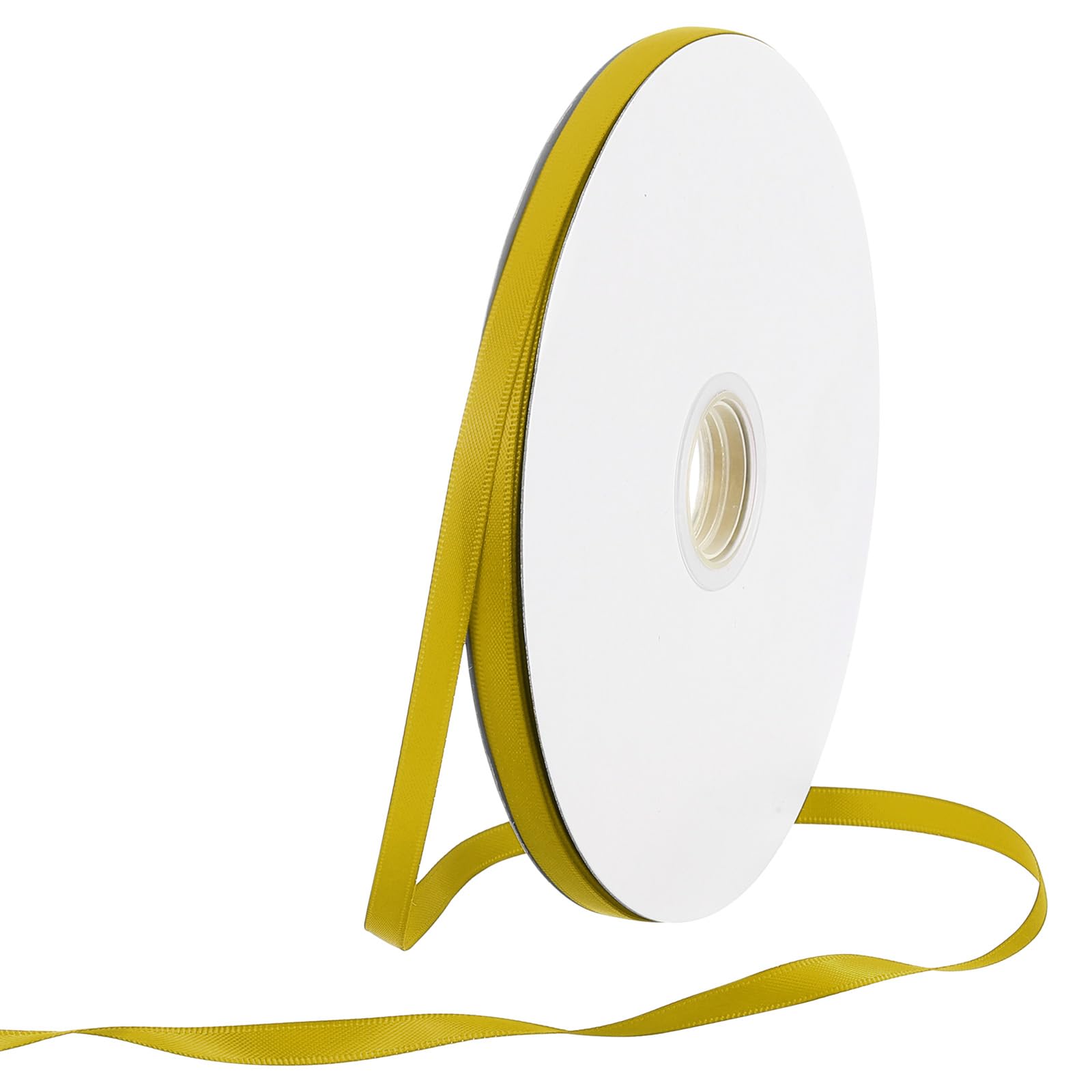 Rebower 6mm Satin Ribbon 91m Thick Double Face Grosgrain Silk Ribbon, [for Gift Wrapping, Hair Bows, Wedding, Cake, Flower] - 100 Yard/300ft/ Gold Yellow — image 1