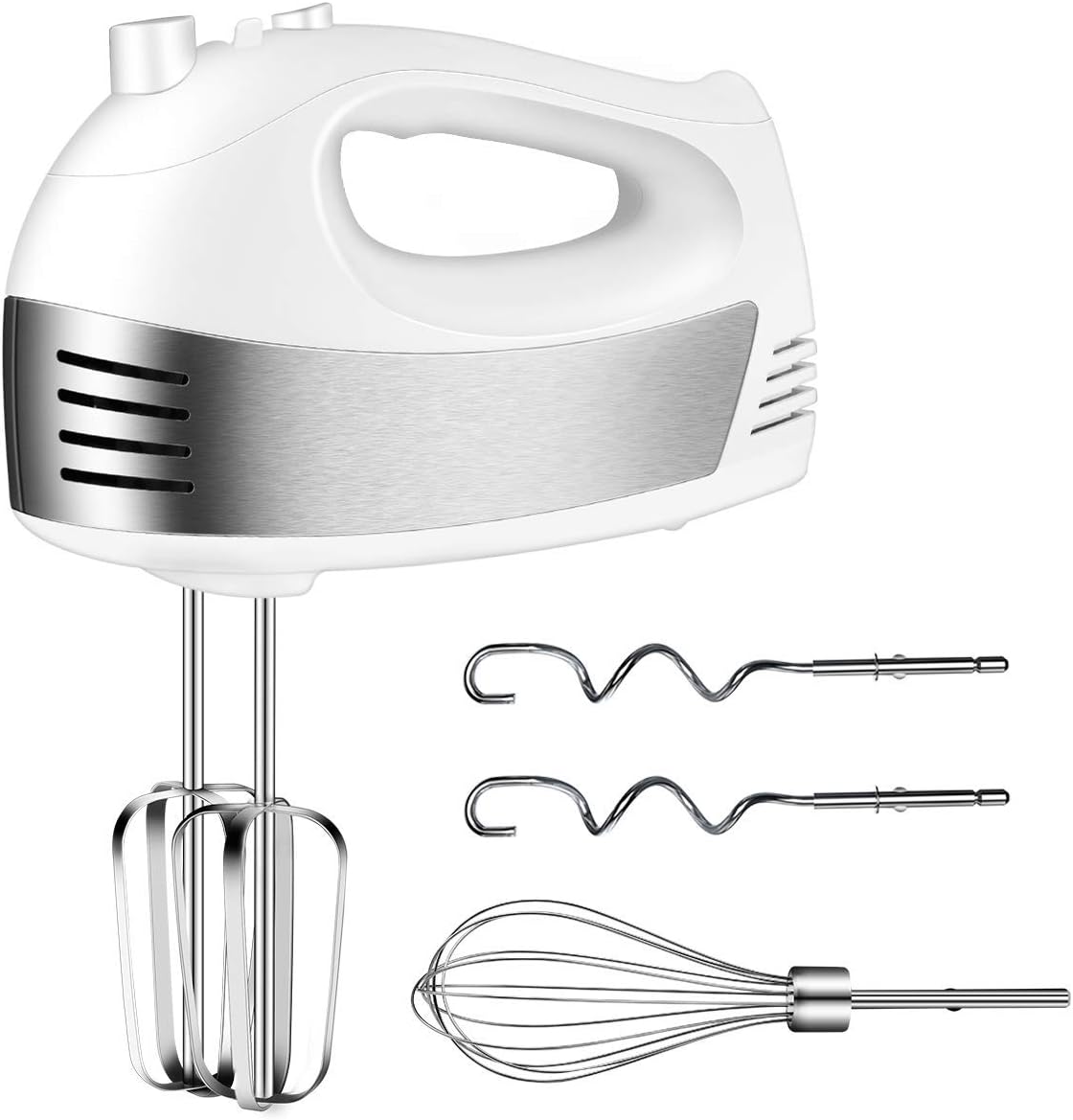 Hand Mixer with 5-Speed 250W Power Advantage Electric Handheld Mixer with Turbo and Easy Eject Button,Includes Storage Case Beaters Dough Hooks and Balloon Whisk, by KEEMO-Black
