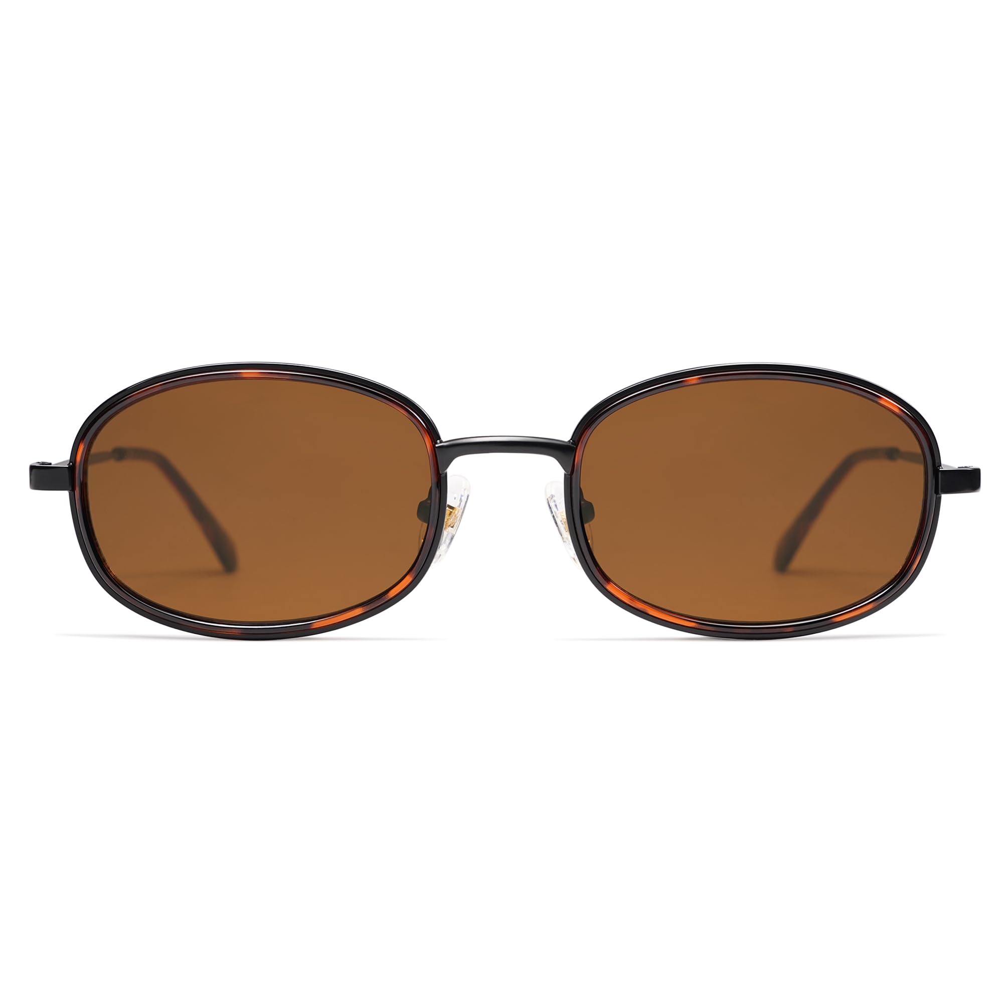 Photo 1 of Appassal Retro Oval Sunglasses for Women Men Trendy Round Y2k Sunnies AP3681,Black/Dark Brown