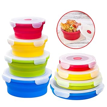 BCXGS Recipientes de Silicona Redondos, Fiambrera Sellados, Caja ...