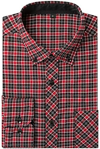 DOKKIA Men's Dress Long Sleeve Buffalo Plaid Checked Button Down Flannel Shirts