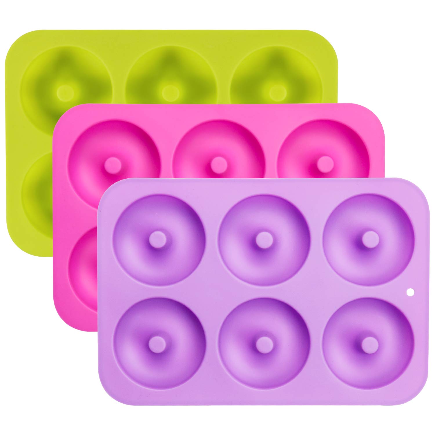 Silicone Donut Baking Pan, Senbowe 3 Pack Non-Stick Silicone Donut Mold, Dishwasher, Oven, Microwave, Freezer Safe,BPA_free,Bake Full Size Perfect Shaped Doughnuts