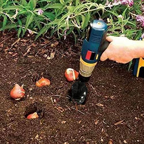 Oak Leaf Auger Drill Bit, 3" x 12" Garden Auger Bit Flower Planting Bulb Auger, Post or Umbrella Hole Digger For 3/8" Hex Drive Drill, Bonus Cut Resistant Gloves (Large Size)