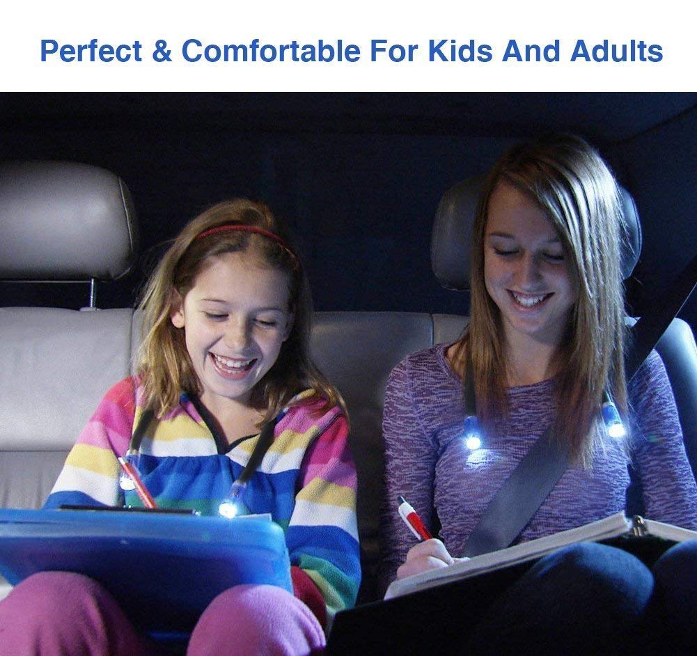 OriFiil LED Neck Light,Rechargeable Book Lights, Flexible Neck Lamp for Reading in Bed or Car, 4 LEDs with 3 Level Adjustable Brightness, Ideal for Kids,Crafts,Knitting, Crochet,Travel or BBQ